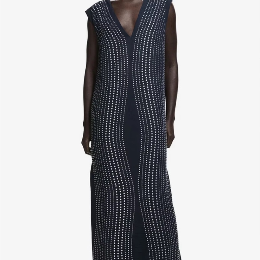 H&M Black Midi Dress with Silver Detailing - Picture 3 of 5